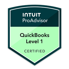 Intuit QuickBooks Online ProAdvisor Level 1 Certified badge